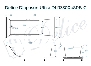 Ванна из искусственного камня Delice Diapason Ultra 160х70 DLR330048RB-G с узким бортом цвет Белый глянцевый с черными ручками-10