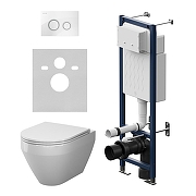 Унитаз с инсталляцией AM.PM Spirit V2.0 Aquaspin IS110101.701900 цвет Белый с сиденьем Микролифт и клавишей смыва цвет Белый глянцевый