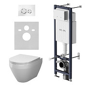 Унитаз с инсталляцией AM.PM Spirit V2.0 Aquaspin IS110101.701900 цвет Белый с сиденьем Микролифт и клавишей смыва цвет Белый глянцевый