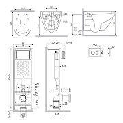 Унитаз с инсталляцией AM.PM Spirit V2.0 Aquaspin IS110138.701900 цвет Белый с сиденьем Микролифт и клавишей смыва цвет Черный матовый-1