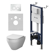 Унитаз с инсталляцией AM.PM Spirit V2.0 Aquaspin IS90101.701900 цвет Белый с сиденьем Микролифт и клавишей смыва цвет Белый глянцевый