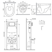 Унитаз с инсталляцией AM.PM Spirit V2.0 Aquaspin IS90138.701900 цвет Белый с сиденьем Микролифт и клавишей смыва цвет Черный матовый-1
