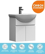 Тумба с раковиной Vigo Wing 60 tp.WIN.BAL.60.2D белый-com подвесная цвет Белый Дуб золотой