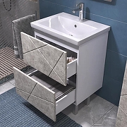 Тумба с раковиной Vigo Geometry 60 015 бетон-com цвет Бетон Белый-3