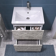 Тумба с раковиной Vigo Geometry 60 015 бетон-com цвет Бетон Белый-4