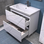 Тумба с раковиной Vigo Geometry 80 025-com цвет Белый-3