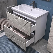 Тумба с раковиной Vigo Geometry 80 025 бетон-com цвет Бетон Белый-3