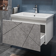 Тумба с раковиной Vigo Geometry 60 033 бетон-com подвесная цвет Бетон Белый-5