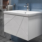 Тумба с раковиной Vigo Geometry 70 034-com подвесная цвет Белый-11