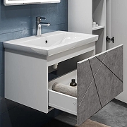 Тумба с раковиной Vigo Geometry 70 034 бетон-com подвесная цвет Бетон Белый-7