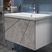 Тумба с раковиной Vigo Geometry 70 034 бетон-com подвесная цвет Бетон Белый-10