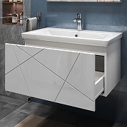 Тумба с раковиной Vigo Geometry 80 035-com подвесная цвет Белый-9