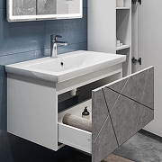 Тумба с раковиной Vigo Geometry 80 035 бетон-com подвесная цвет Бетон Белый-7