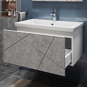 Тумба с раковиной Vigo Geometry 80 035 бетон-com подвесная цвет Бетон Белый-8