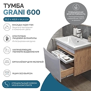Тумба с раковиной Vigo Grani 60 057 дуб золотой-com подвесная цвет Белый Дуб золотой-1