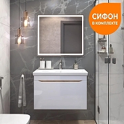 Тумба с раковиной Vigo Grani 80 166 дуб золотой-com подвесная цвет Белый Дуб золотой-5