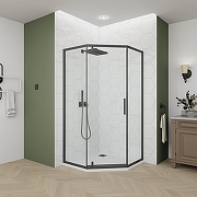 Душевой уголок Veconi Ottimo 80х80 OP10B-8080-01-C9 профиль Черный матовый стекло прозрачное