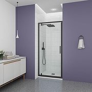 Душевая дверь Veconi Ottimo 80 OP30B-80-01-C9 профиль Черный матовый стекло прозрачное