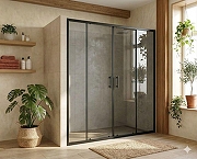 Душевая дверь Maybah Glass MGD-1829-5 1900x1950 двустворчатая раздвижная профиль Хром матовый стекло графитовое