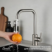 Cмеситель для кухни Ceruttispa Дуилио (Duilio) BN CT10102 12102 цвет Никель матовый-3