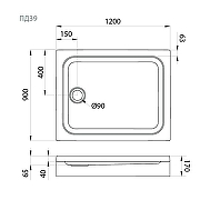 Акриловый поддон для душа Triton ПД39 120х90 Щ0000074031 цвет Белый-4