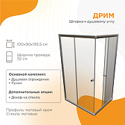 Душевой уголок Radomir Дрим 100х90 1-09-2-0-0-1211 профиль Хром матовый стекло матовое-1
