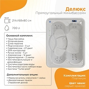 Бассейн Radomir Делюкс Platinum 212х167 1-30-0-0-5-053С цвет Серый мрамор с гидромассажем-1