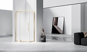 Душевой уголок Vincea Слим-Н (Slim-N) 100х100 VSP-4SN100CLG профиль Брашированное золото стекло прозрачное-1