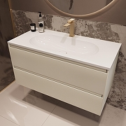 Тумба под раковину Vincea Велле (Welle) 100 VMC-2WL100MBG подвесная цвет M.Beige Soft-touch-6