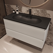 Тумба под раковину Vincea Велле (Welle) 100 VMC-2WL100MW подвесная цвет M.White Soft-touch-10