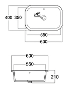 Раковина встраиваемая снизу Agger 60 ASB03600 цвет Белый глянцевый-1
