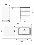 Тумба с раковиной Agger Клин 130 R CLE1300ANWH-SR цвет Белый глянцевый-1