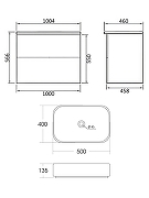 Тумба с раковиной Orange Отто 100 Ot-100TuMDF+B05-500W подвесная цвет Белый глянцевый-6