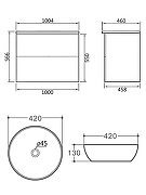Тумба с раковиной Orange Отто 100 Ot-100TuMDF+B07-420W подвесная цвет Белый глянцевый-6