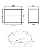 Тумба с раковиной Orange Отто 100 Ot-100TuMDF+B07-500W подвесная цвет Белый глянцевый-7