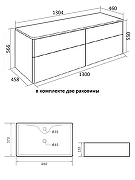 Тумба с раковиной Orange Отто 130 Ot-130TuMDF+B01-475MB подвесная цвет Белый глянцевый-4