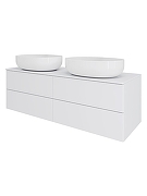 Тумба с раковиной Orange Отто 130 Ot-130TuMDF+B05-520W подвесная цвет Белый глянцевый-2