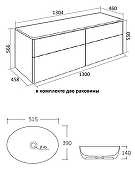 Тумба с раковиной Orange Отто 130 Ot-130TuMDF+B05-520W подвесная цвет Белый глянцевый-4