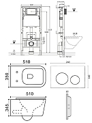 Унитаз с инсталляцией Agger ATI11150+APB100 цвет Белый с сиденьем Микролифт и клавишей смыва цвет Хром-8