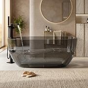 Ванна из кристаллического стеклокамня Black&White Swan 170х78 3010SB цвет Smoky Grey-3