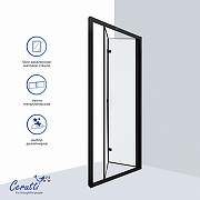 Душевая дверь Ceruttispa Белла (Bella) 90 BELLA D91BF 12011 профиль Черный матовый стекло матовое