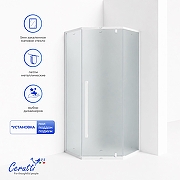 Душевой уголок Ceruttispa C3A 90х90 R C3AWF 12015 профиль Белый стекло матовое
