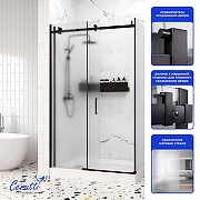 Душевой уголок Ceruttispa Чезас (Ceza's) 120х90 L CEZA'S120BF 12016 профиль Черный матовый стекло матовое-2
