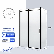 Душевой уголок Ceruttispa Чезас (Ceza's) 120х90 L CEZA'S120BF 12016 профиль Черный матовый стекло матовое-1