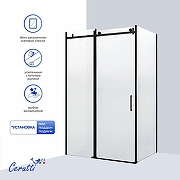 Душевой уголок Ceruttispa Чезас (Ceza's) 120х90 L CEZA'S120BF 12016 профиль Черный матовый стекло матовое