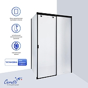 Душевой уголок Ceruttispa Марбелла (Marbella) 120х80 MARBELLA 120BF R 12019 профиль Черный матовый стекло матовое