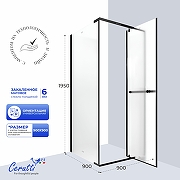 Душевой уголок Ceruttispa Мими (Mimi) 90х90 MIMI ZQ91BF 12020 профиль Черный матовый стекло матовое-1