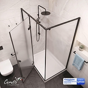 Душевой уголок Ceruttispa 120х90 C1AF L 12040 профиль Черный матовый стекло матовое-4