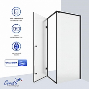 Душевой уголок Ceruttispa 120х90 C1AF L 12040 профиль Черный матовый стекло матовое