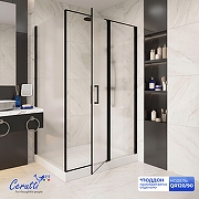 Душевой уголок Ceruttispa Виктория (Victoria) 120х90 VICTORIA120BF R 12042 профиль Черный матовый стекло матовое-4